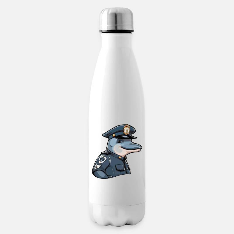 Delfin Polizei - Isolierflasche - Weiß