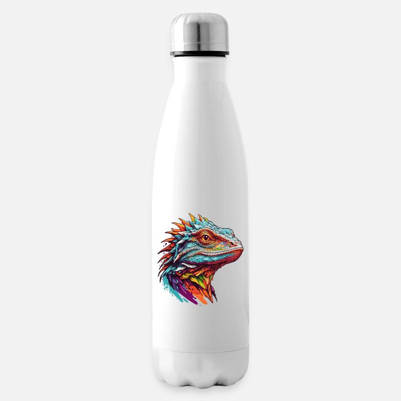 Farbenfrohes Echsenportrait Leguane Warane - Isolierflasche - Weiß