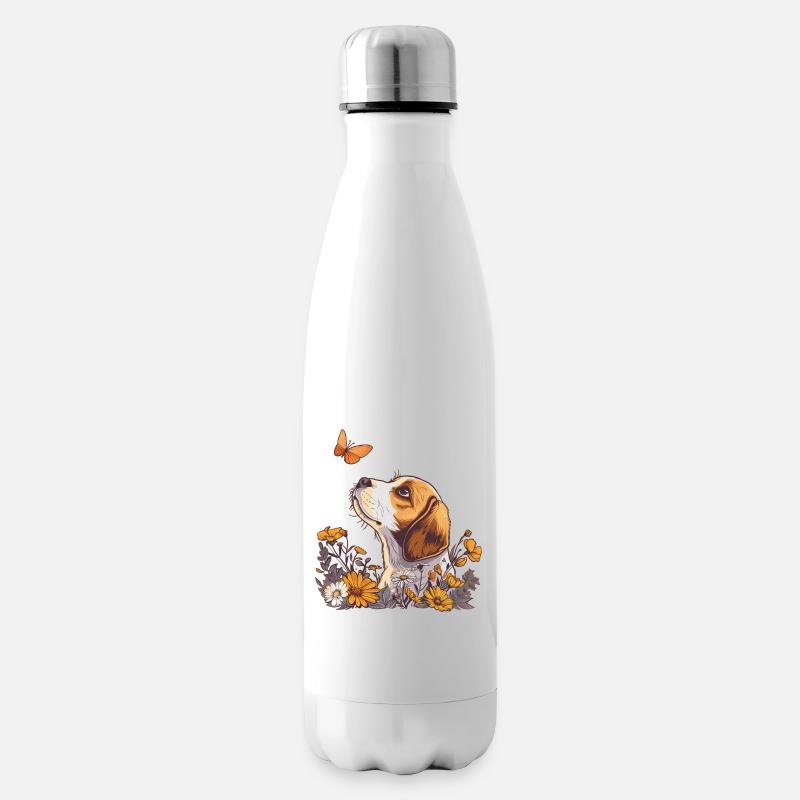 Beagle avec papillon - Bouteille isotherme - blanc