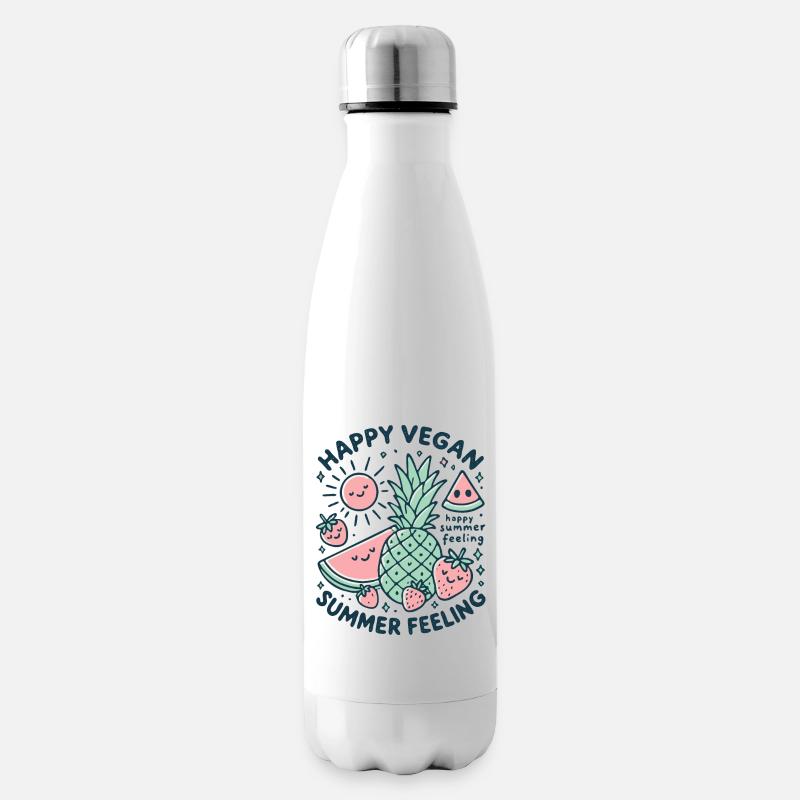 Happy vegan summer feeling - Isolierflasche - Weiß