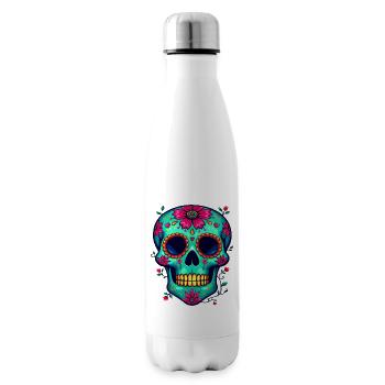 Crâne en sucre sarcelle – Artistic Dia de los Muertos - Bouteille isotherme - blanc - Droite