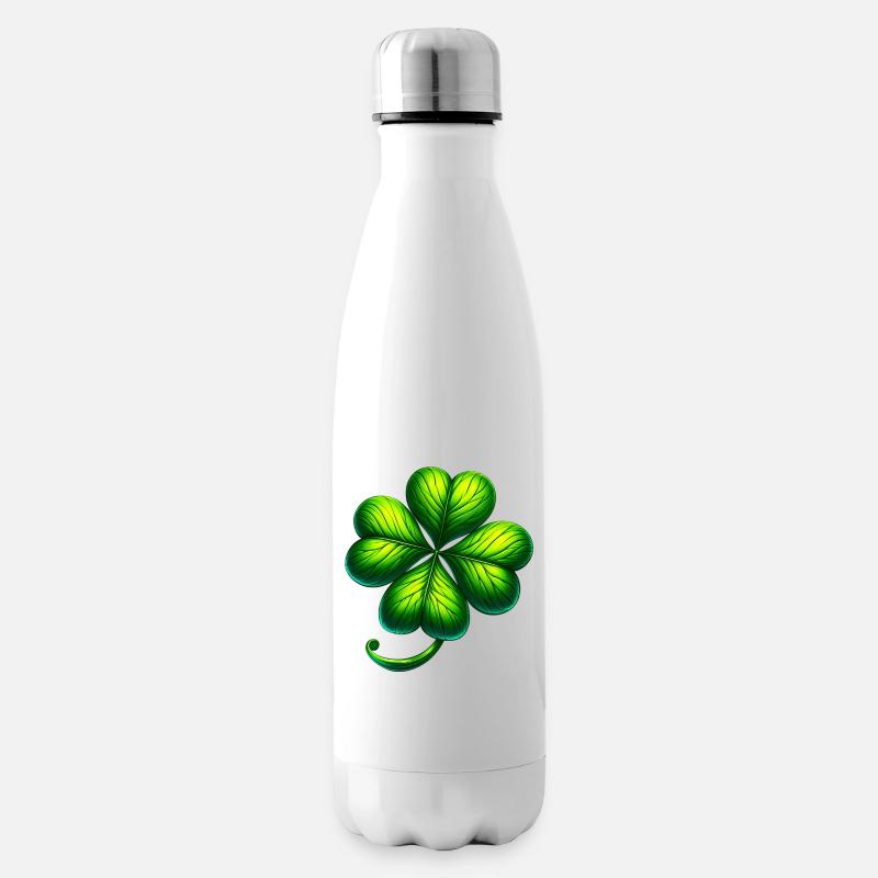 Vierblättriges Kleeblatt - Isolierflasche - Weiß
