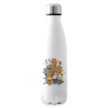 Glückliche Katzen, die ein Geräusch von sich geben - Isolierflasche - Weiß - Rechts