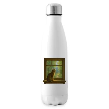 Cat at the window - Insulated Water Bottle - white - Right