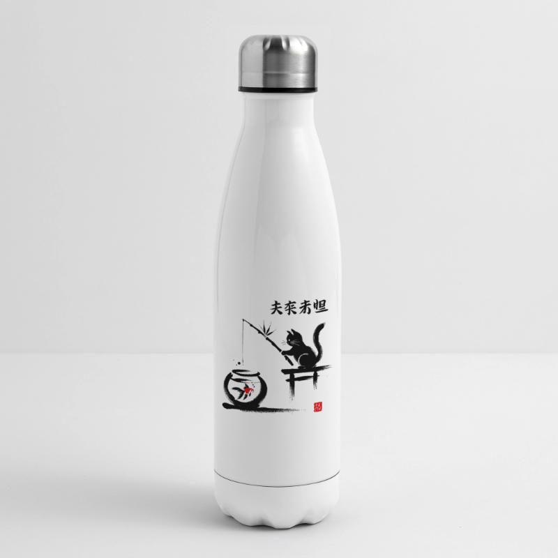 Minimalist Leaf Pattern on Bold Background Insulated Water Bottle