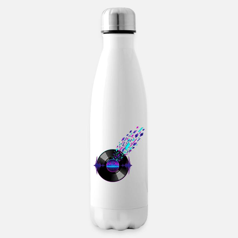 Vinyle rétro et conception numérique de la ligne d’horizon - Bouteille isotherme - blanc