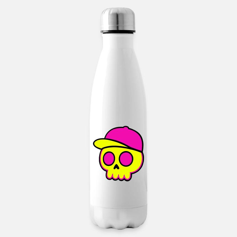 Neon Skull Cap Design - Isolierflasche - Weiß