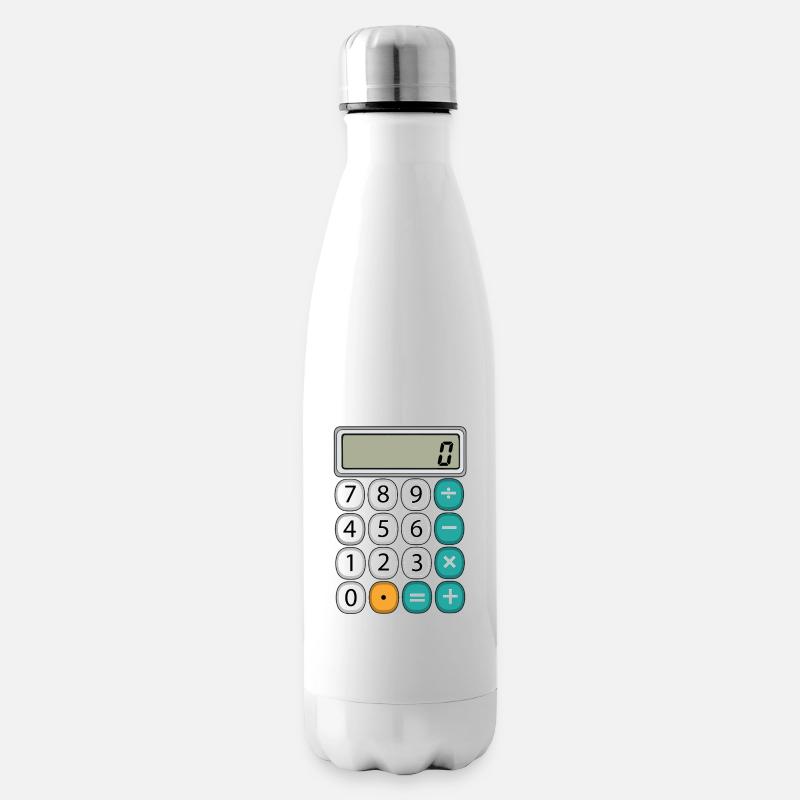 Number Day Math Retro Calculator Display - Insulated Water Bottle - white
