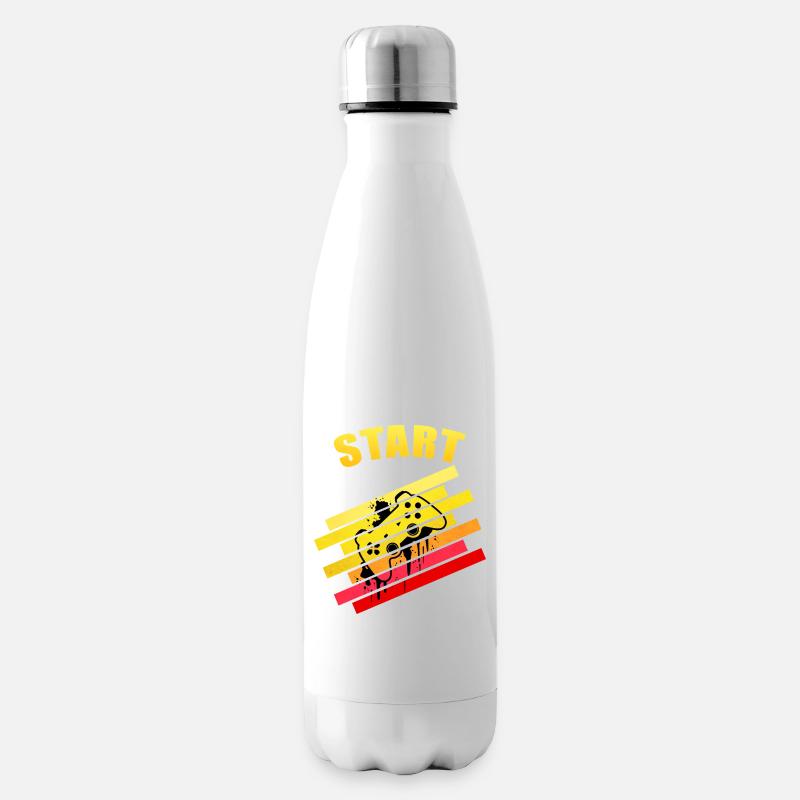 Retro vintage Start Gaming Controller | Neon Graff - Insulated Water Bottle - white