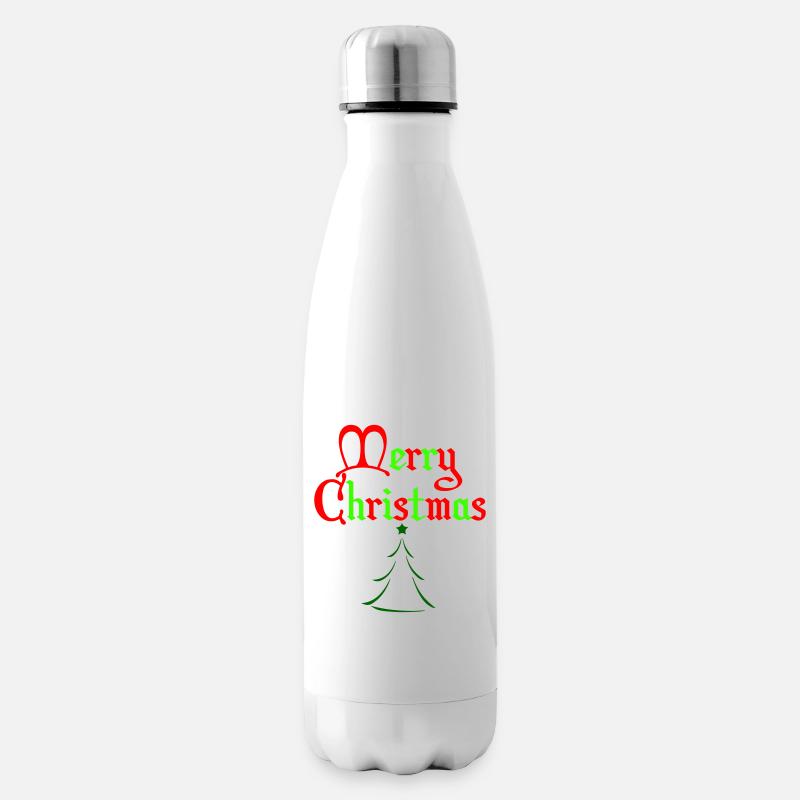Frohe Weihnachts-Gotikbaum - Isolierflasche - Weiß