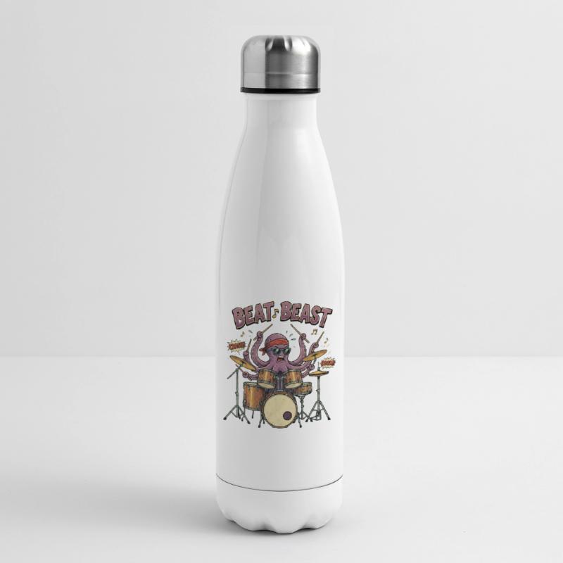 Beat Beast – Retro Comic Octopus Drummer Drum Insulated Water Bottle