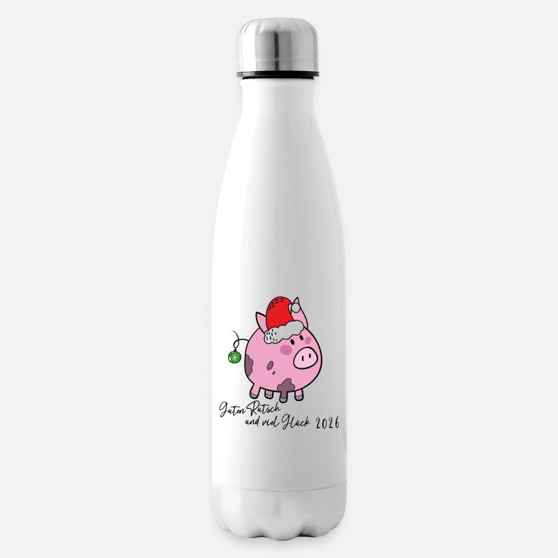 Glücksschwein Neujahr - Isolierflasche - Weiß