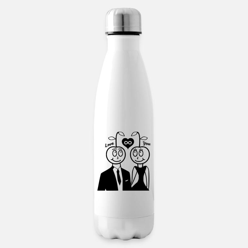 Happy Kirsche - Paar Design - Isolierflasche - Weiß