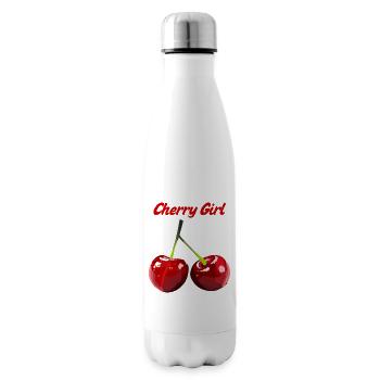 Cherry Girl Fruit Motif - Insulated Water Bottle - white - Right