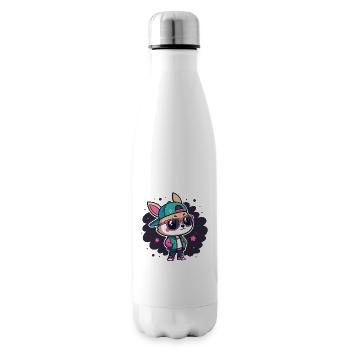 Retro chic streetwear bunny - Insulated Water Bottle - white - Right