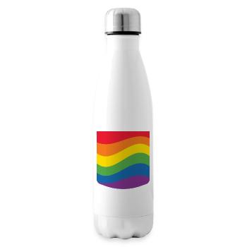 Rainbow Wave Pride Flag Minimal Design - Insulated Water Bottle - white - Right