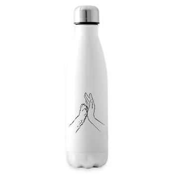 Hundepfote und Hand Team - Isolierflasche - Weiß - Rechts