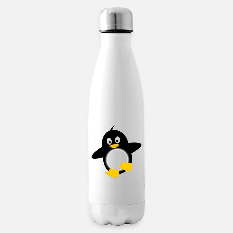Pinguin Leuchtbauch Cartoon - Isolierflasche - Weiß
