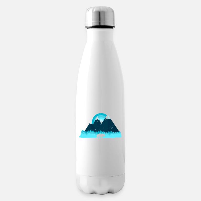 Bär im Wald vor Bergen mit Schnee - Isolierflasche - Weiß