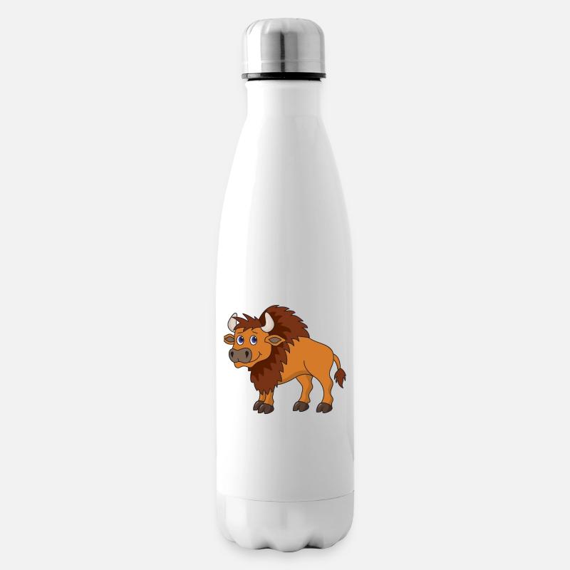 Bison Büffel - Isolierflasche - Weiß