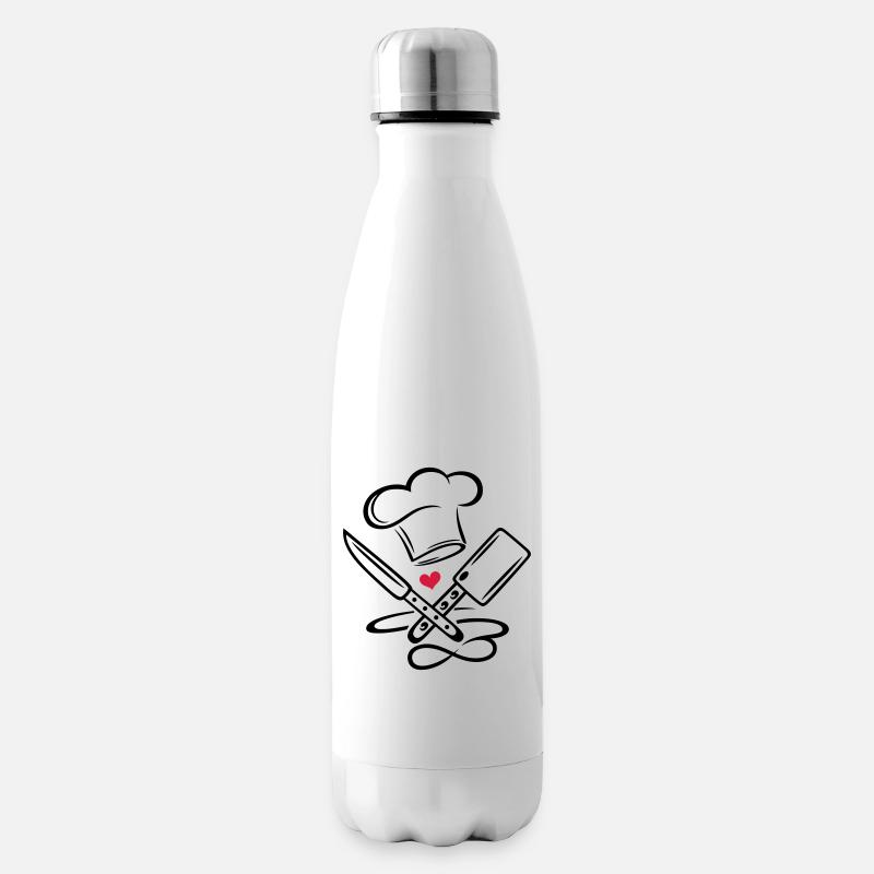 Cooking chef's hat chef cook knife infinity icon - Insulated Water Bottle - white