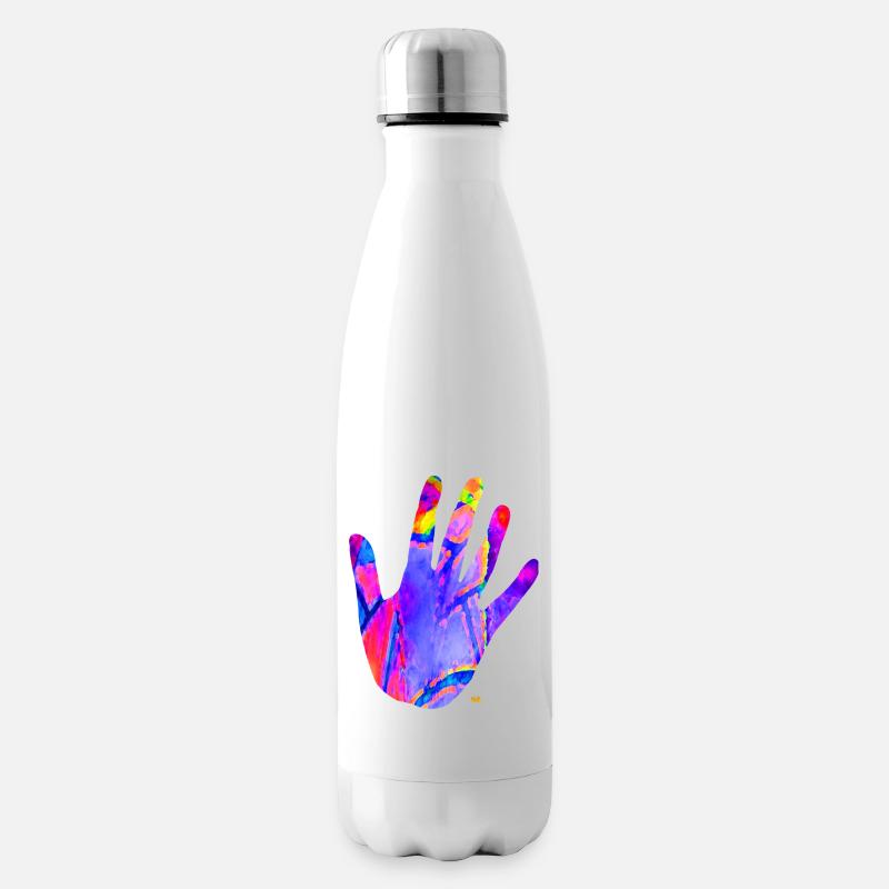 Bunte Neon Hand - Isolierflasche - Weiß
