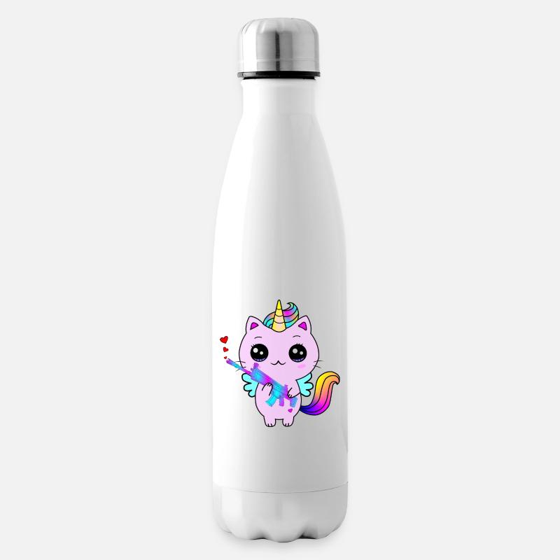 Einhorn Jäger mit Herz - Isolierflasche - Weiß