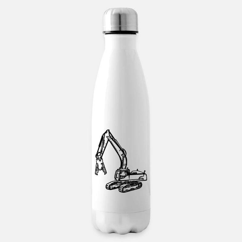 Bagger Abrissbagger Greifer Zange schwarz - Isolierflasche - Weiß
