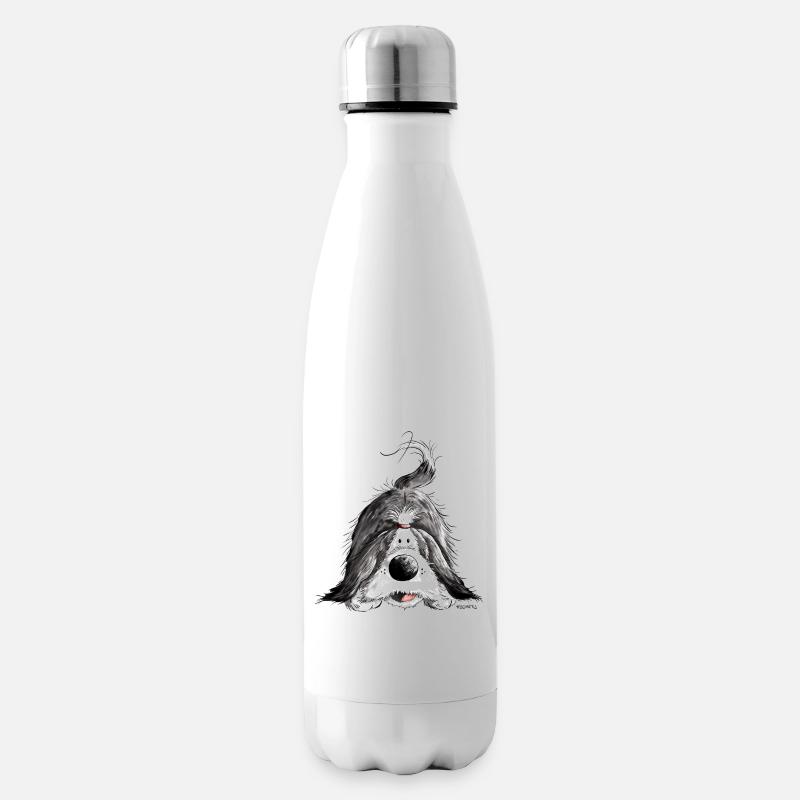 Fröhlicher Bearded Collie - Isolierflasche - Weiß