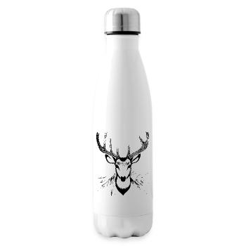 Hirschkopf im Herbst Hirsch Geweih Bock Reh Kitz - Isolierflasche - Weiß - Rechts