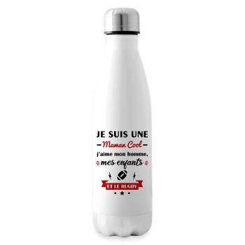 Maman cool rugby, cadeau mère rugbywoman - Bouteille isotherme - blanc - Droite