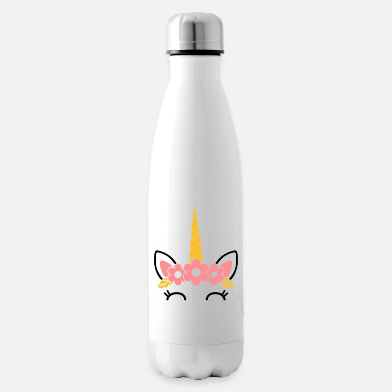 Reine des fleurs : la majestueuse licorne - Bouteille isotherme - blanc