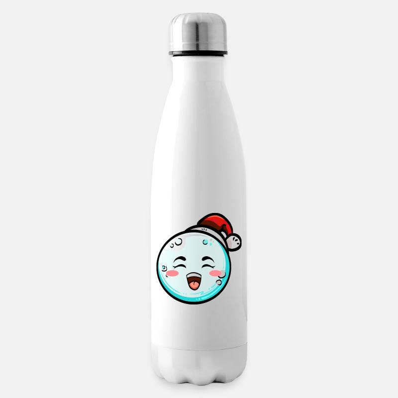Schneeball mit Weihnachtsmütze #2/9 - Isolierflasche - Weiß