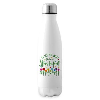 Altersteilzeit Garten bunte Blumen Ruhestand Rente - Isolierflasche - Weiß - Rechts