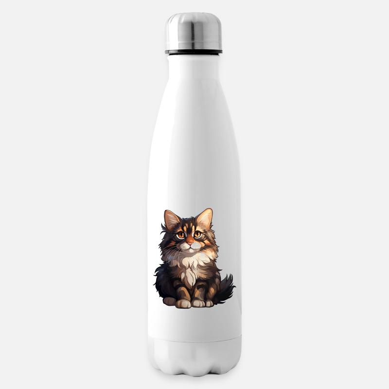 Maine Coon Katze - Isolierflasche - Weiß