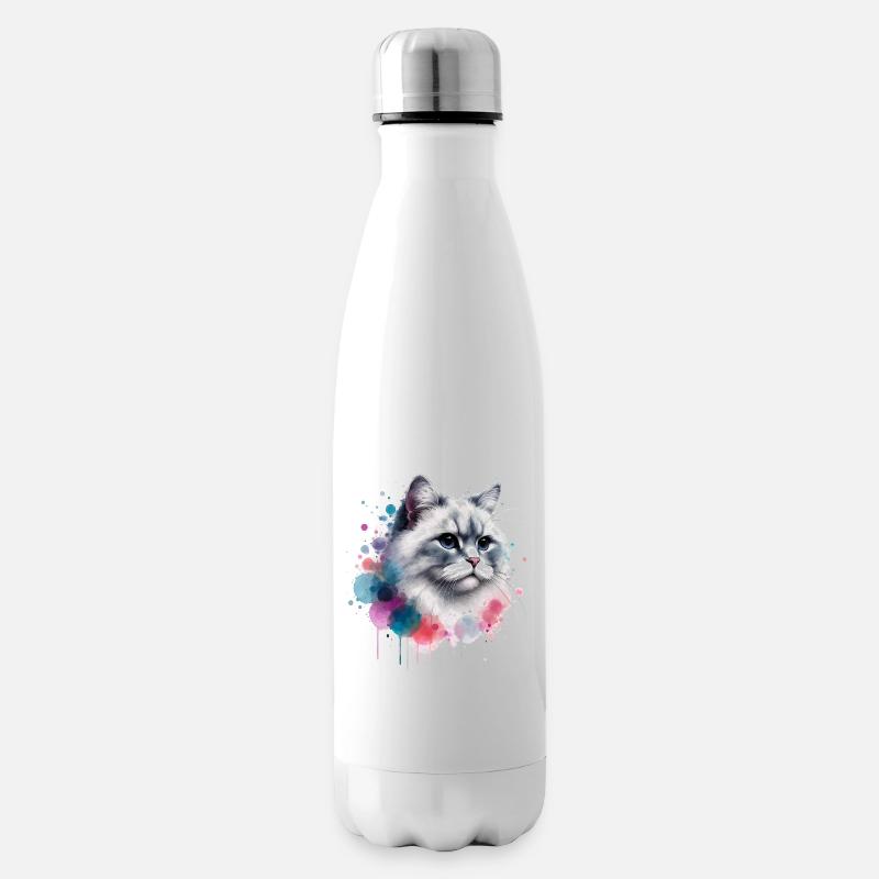 Aquarell Katzenkopf - Isolierflasche - Weiß