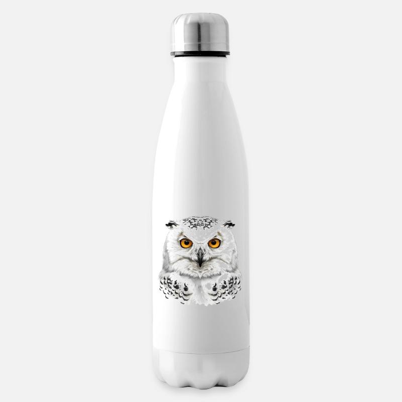 Schneeeulen-Kopf - Isolierflasche - Weiß