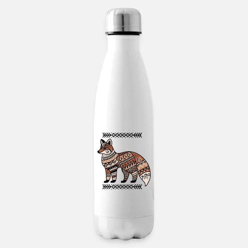 Boho fox : un design élégant pour les amoureux de la nature - Bouteille isotherme - blanc