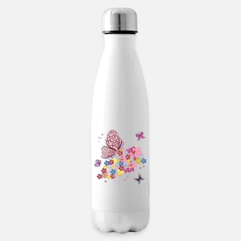 Schmetterlinge - Isolierflasche - Weiß