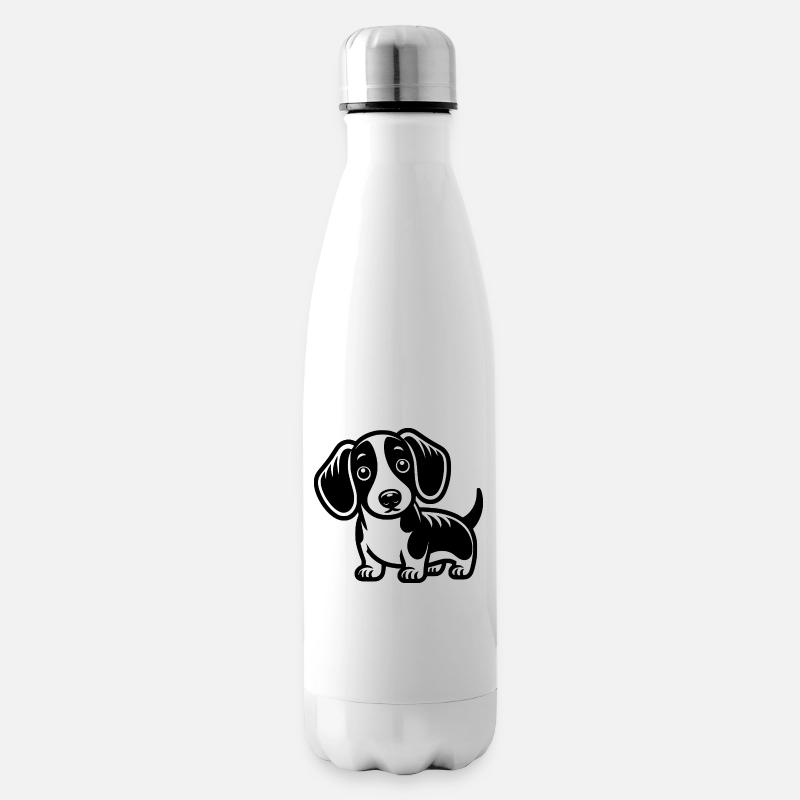 Dackel - Isolierflasche - Weiß