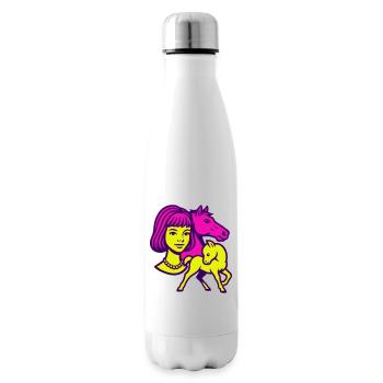 Fille Cheval Pop Art - Bouteille isotherme - blanc - Droite