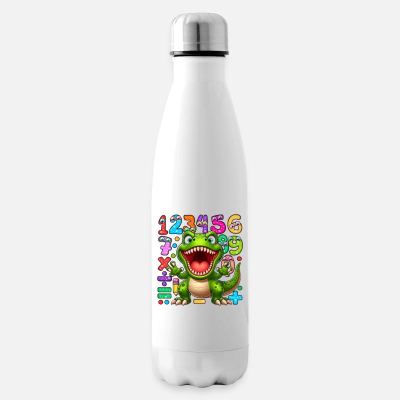Verspieltes Dinosaurier- und Zahlenmusterdesign - Isolierflasche - Weiß