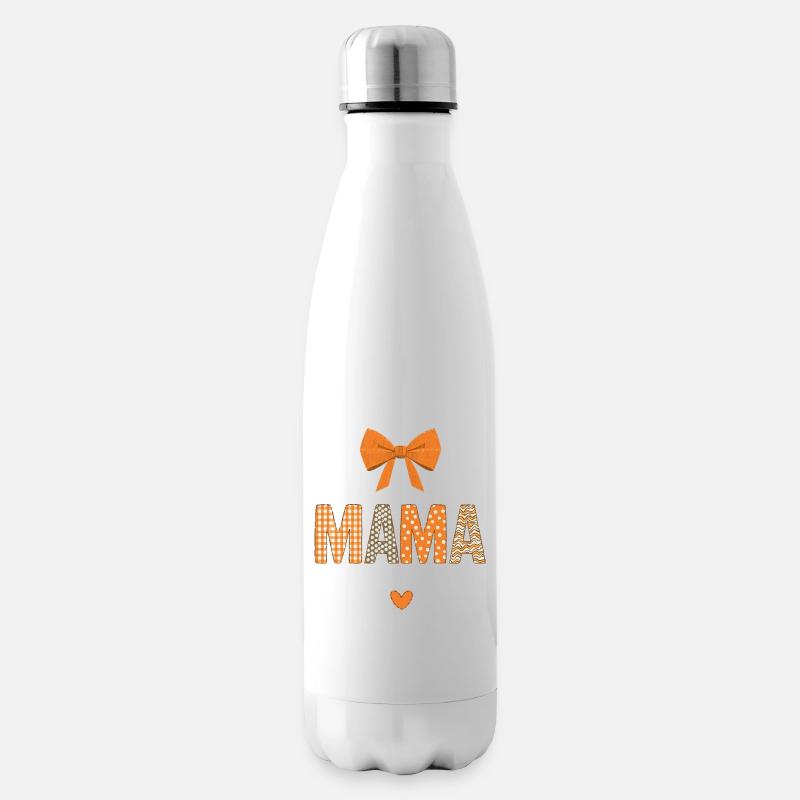 Maman Orange Motifs Patchwork - Bouteille isotherme - blanc