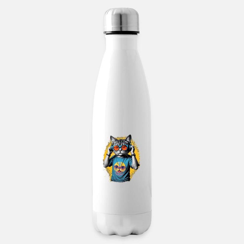 Neon Cat DJ Vibe Tee - Bouteille isotherme - blanc