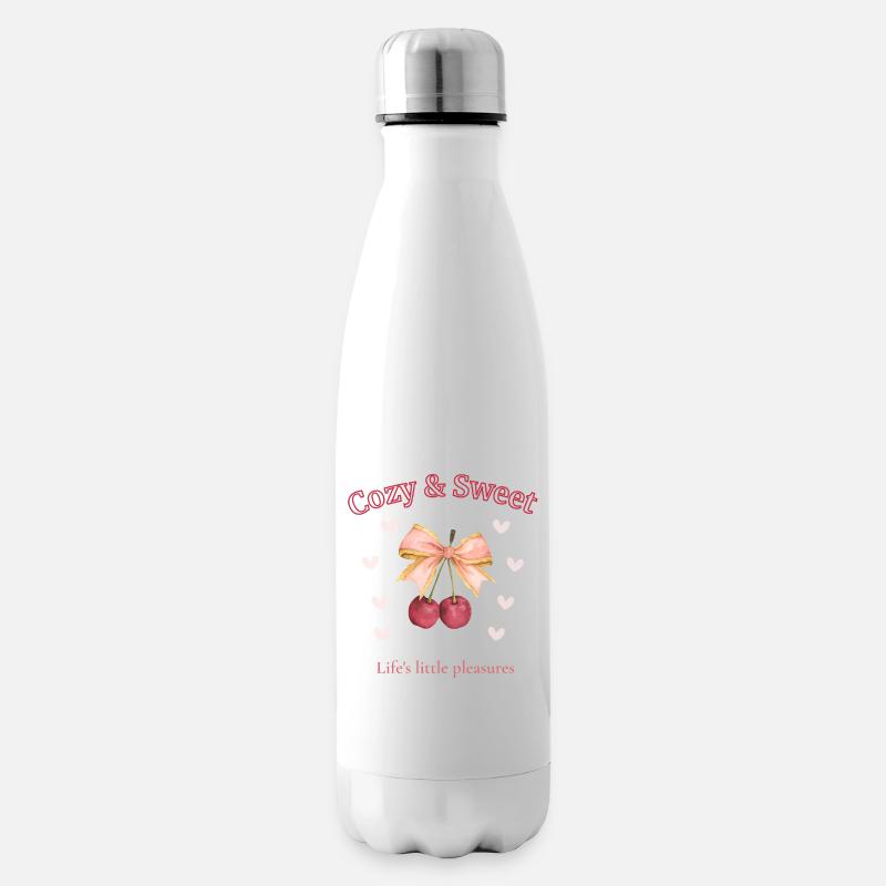 Süßer Komfort-Kirsch-Ästhetik - Isolierflasche - Weiß