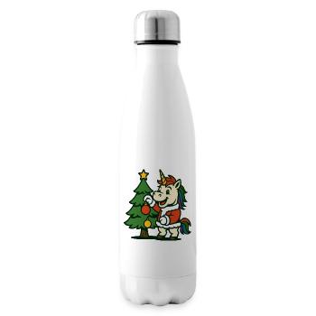 Santa Licorn décorant l’art du sapin de Noël - Bouteille isotherme - blanc - Droite