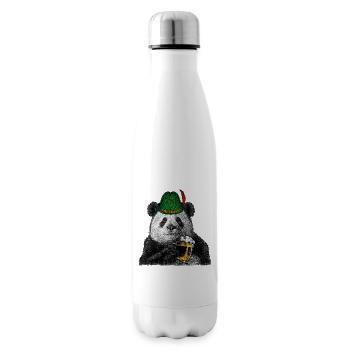 Bavarian Beer Fest Panda Bear Alpine Hat Graphic - Insulated Water Bottle - white - Right