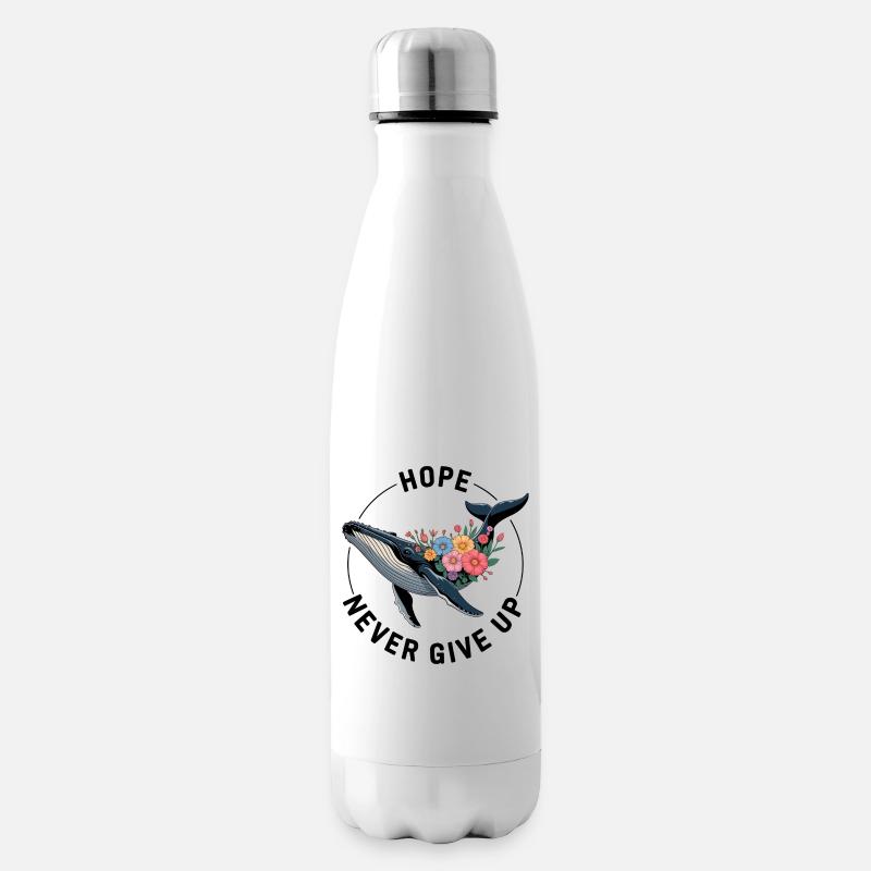 NEVER GIVE UP • FANSHIRT - Isolierflasche - Weiß