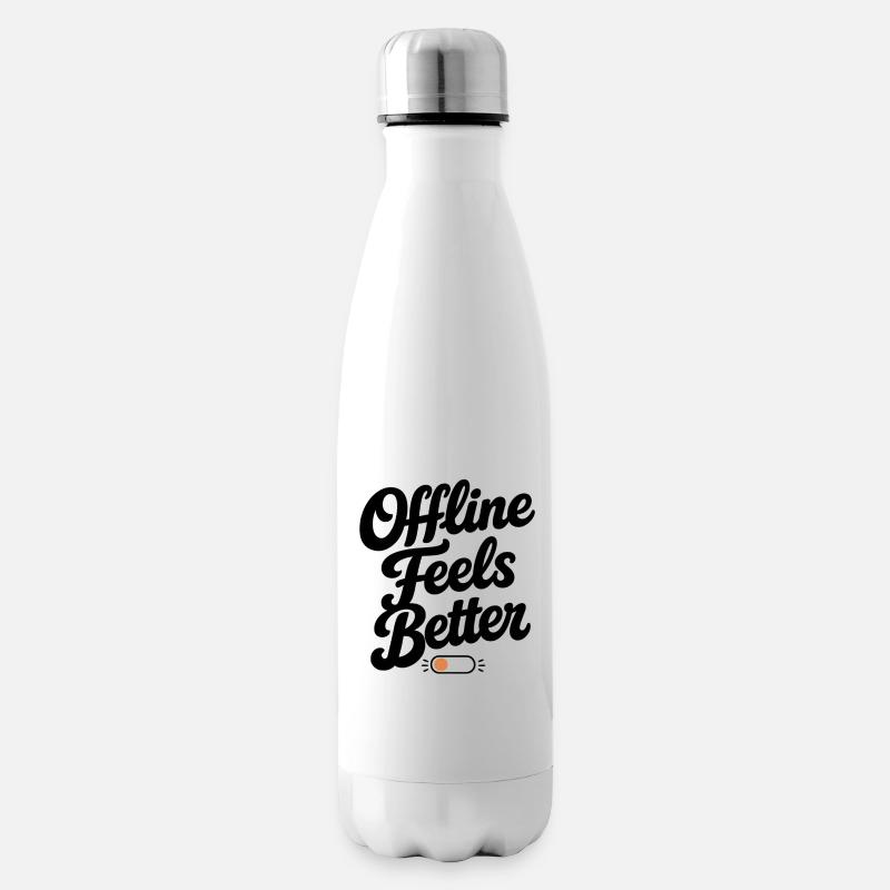Offline Feels Better | Minimal Retro Typography - Insulated Water Bottle - white