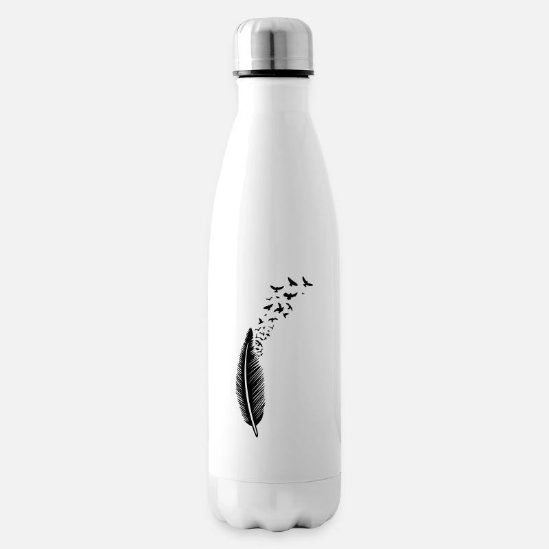 Feder und Vögel Vogelschwarm - Isolierflasche - Weiß